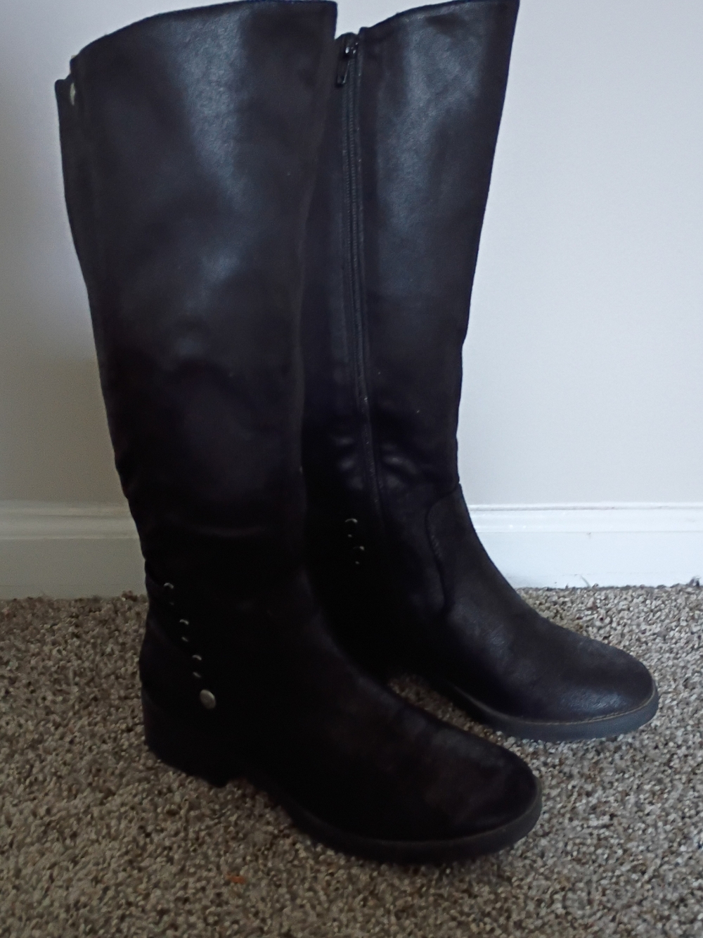 BareTraps Black Over-the-Knee Zip Riding Boots